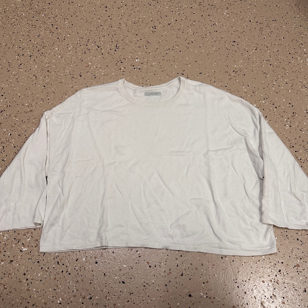 Outerknown Women’s Crop 3/4 Sleeve Shirt Activewear Recycled Cotton T Shirt